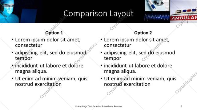 Comparison presentation slide layout