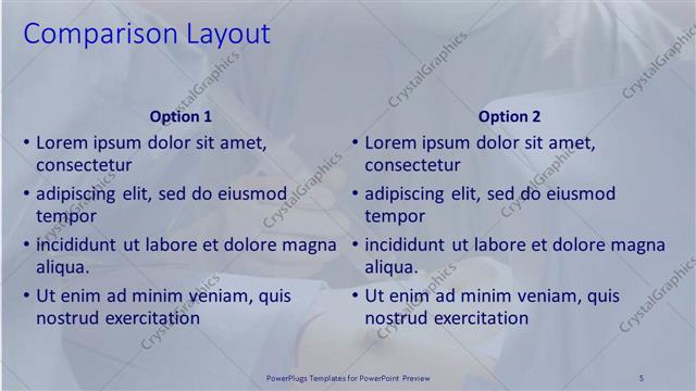Comparison presentation slide layout