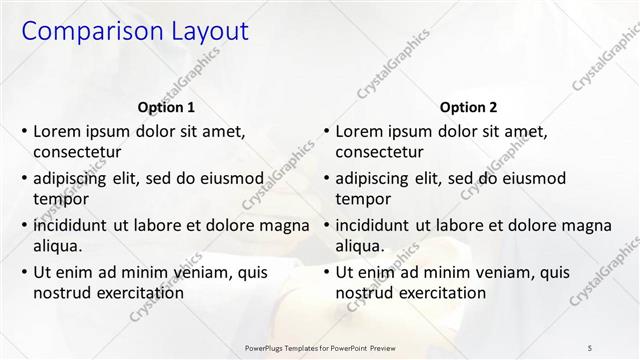 Comparison presentation slide layout
