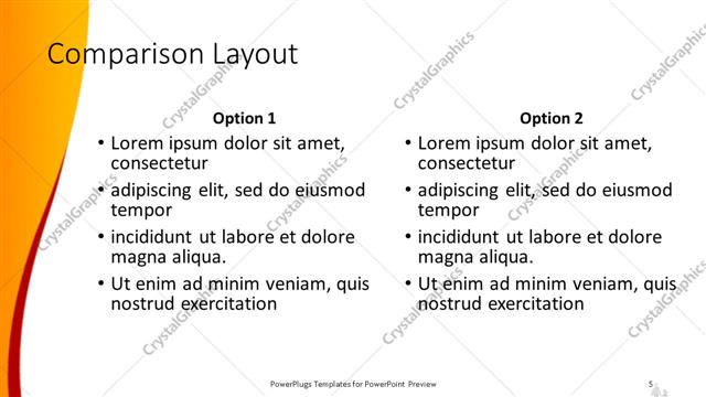 Comparison presentation slide layout