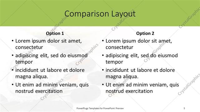 Comparison presentation slide layout