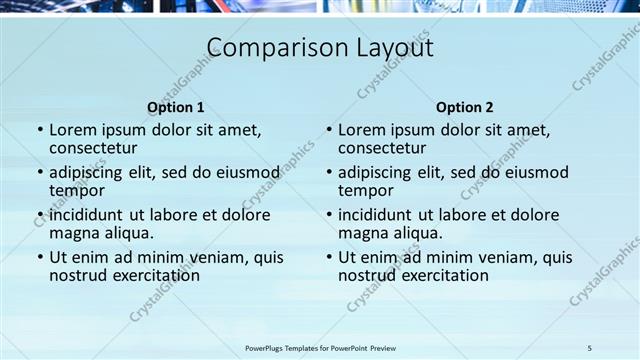 Comparison presentation slide layout