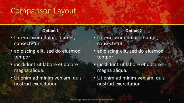 Comparison presentation slide layout