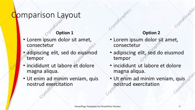 Comparison presentation slide layout