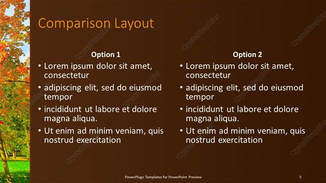 Comparison presentation slide layout