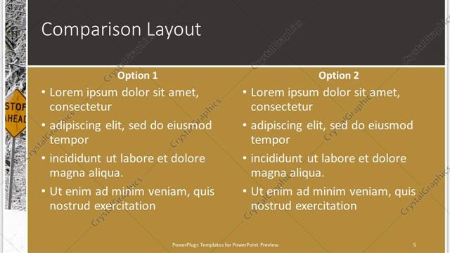 Comparison presentation slide layout