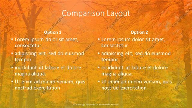 Comparison presentation slide layout