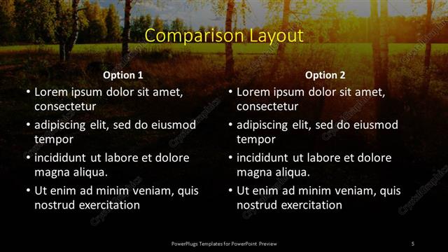 Comparison presentation slide layout
