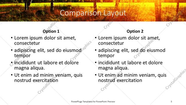 Comparison presentation slide layout