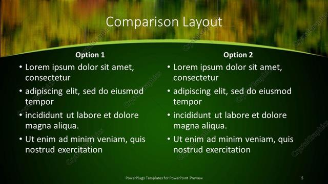 Comparison presentation slide layout