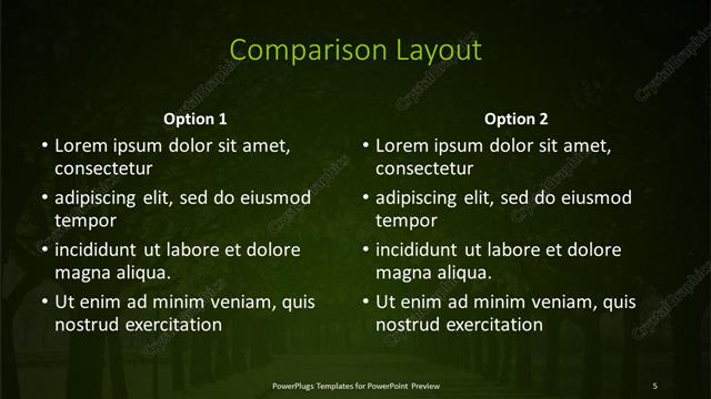 Comparison presentation slide layout
