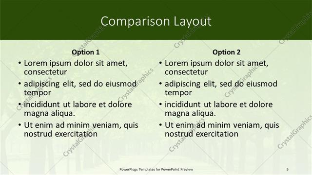 Comparison presentation slide layout