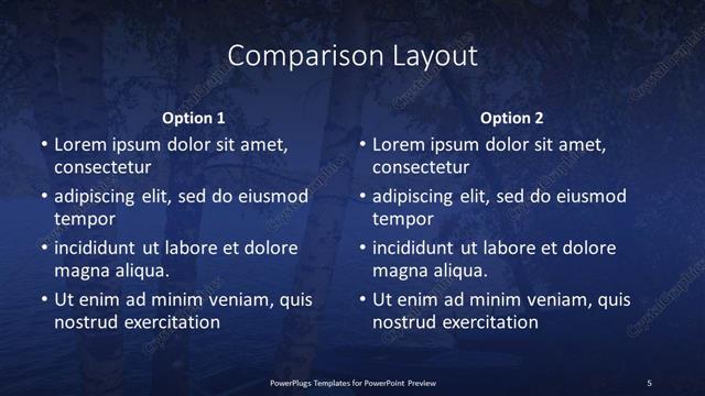 Comparison presentation slide layout