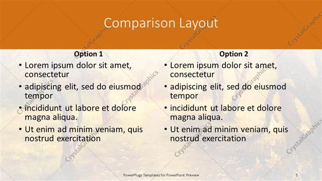 Comparison presentation slide layout
