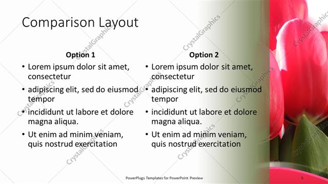 Comparison presentation slide layout