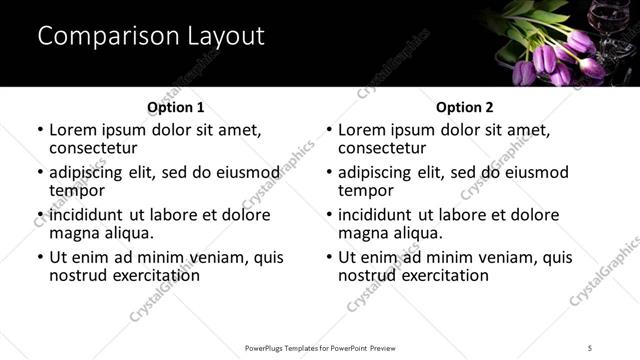 Comparison presentation slide layout