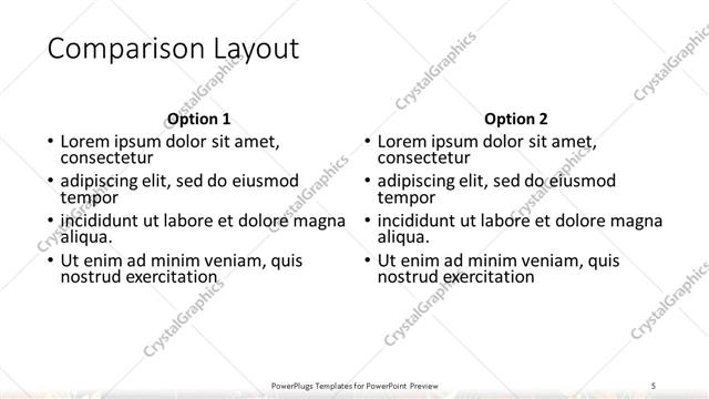 Comparison presentation slide layout