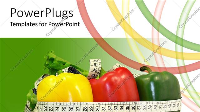  Presentation with diet - A number of various vegetables with green background