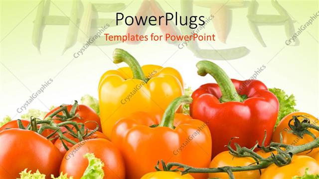  Presentation with veggie - A number of vegetables with the health word in the background