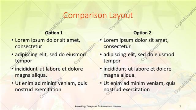 Comparison presentation slide layout