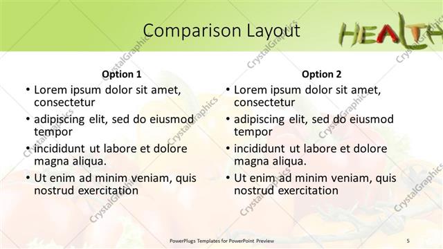 Comparison presentation slide layout