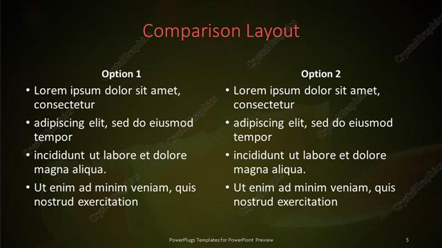 Comparison presentation slide layout