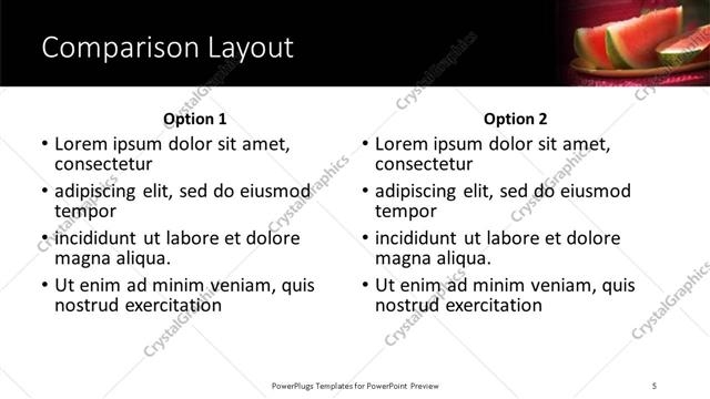 Comparison presentation slide layout
