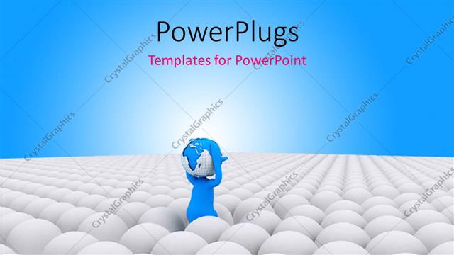  Presentation with leader - A number of white balls with a globe in blue color