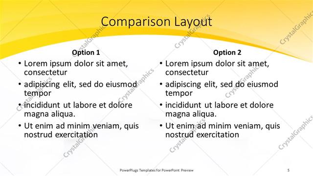 Comparison presentation slide layout