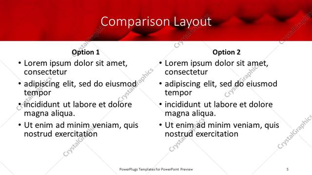 Comparison presentation slide layout