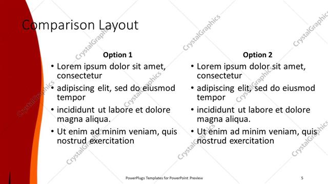 Comparison presentation slide layout