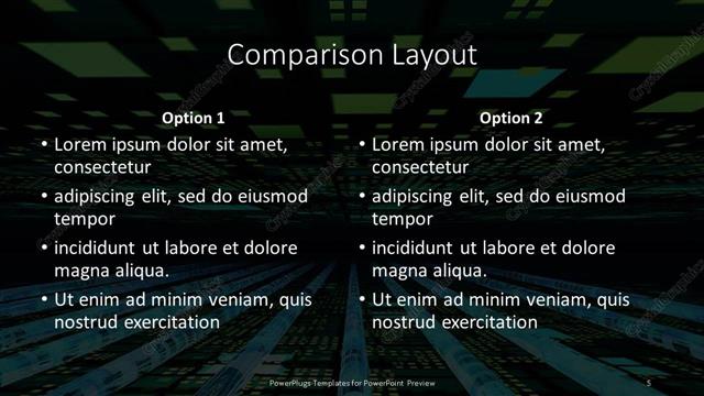 Comparison presentation slide layout
