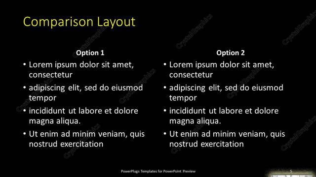 Comparison presentation slide layout