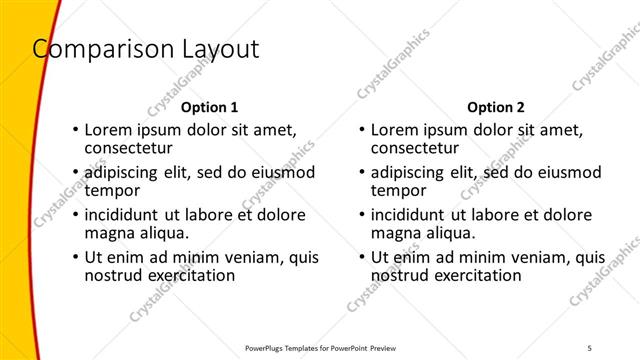 Comparison presentation slide layout
