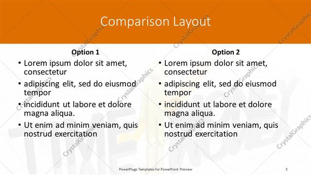 Comparison presentation slide layout