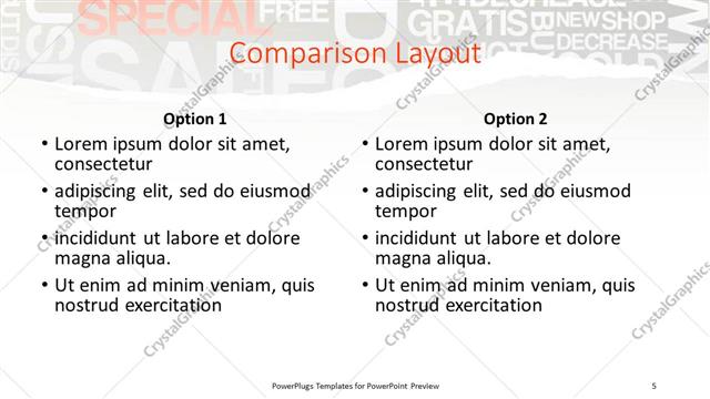 Comparison presentation slide layout