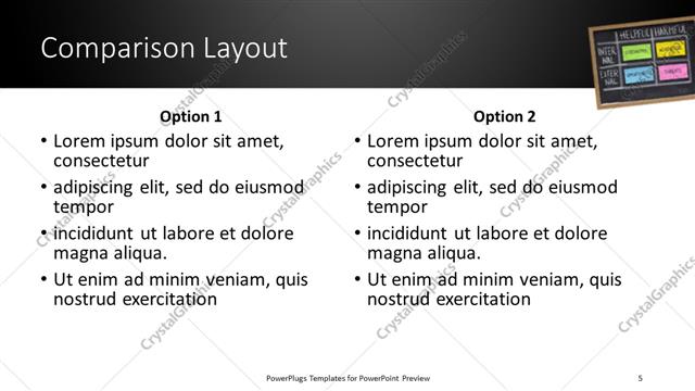 Comparison presentation slide layout