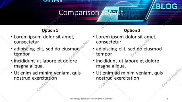 Comparison presentation slide layout