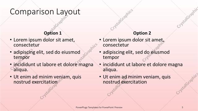 Comparison presentation slide layout