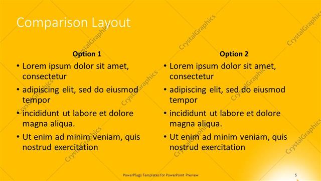 Comparison presentation slide layout