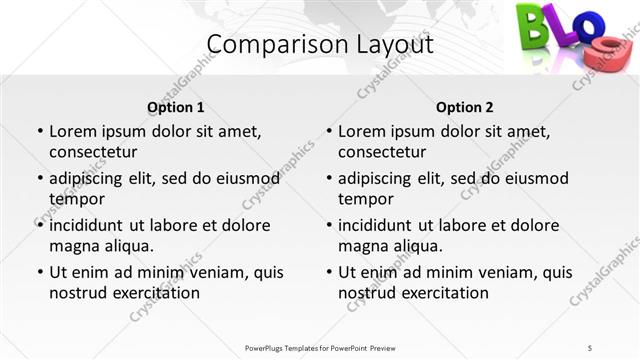 Comparison presentation slide layout