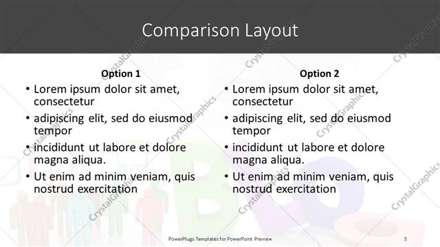 Comparison presentation slide layout