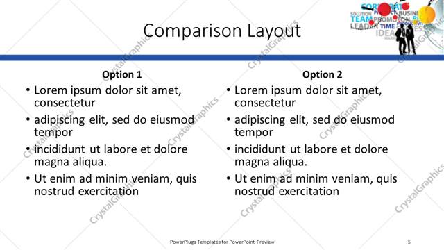 Comparison presentation slide layout