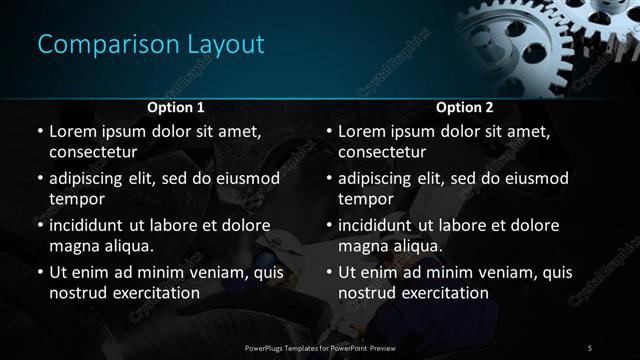 Comparison presentation slide layout