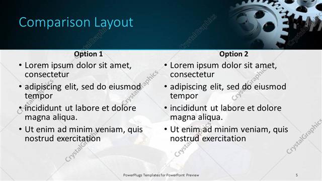 Comparison presentation slide layout