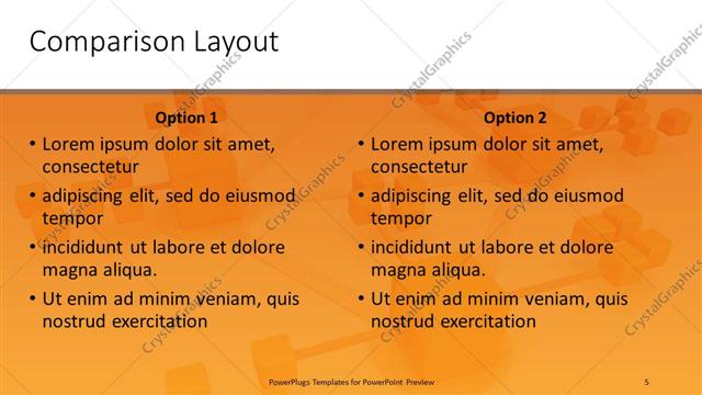 Comparison presentation slide layout