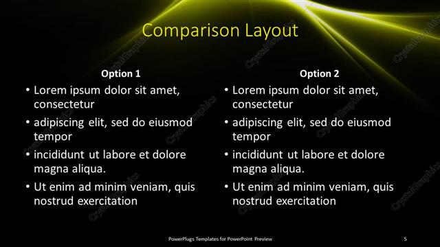 Comparison presentation slide layout