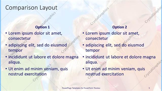 Comparison presentation slide layout