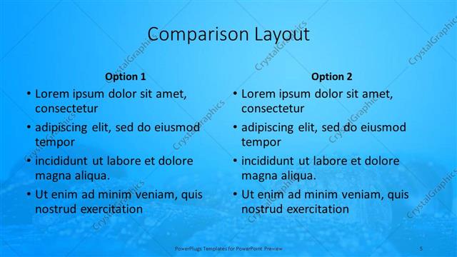Comparison presentation slide layout