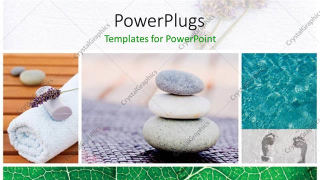  Presentation with zen stones - A number of zen stones with leaves in the background